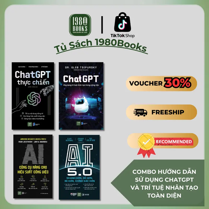 Combo 4 cuốn ChatGPT ChatGPT thực chiến AI 50 AI Công cụ nâng cao hiệu suất 1